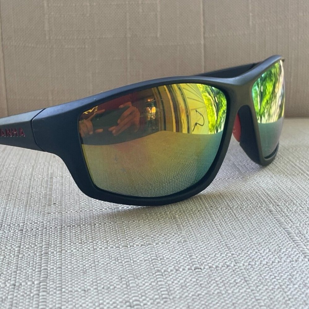 Piranha Men Sunglasses Mirror Lenses Black SPort Wrap Eye Wear Hydro-Float